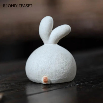 Yixing Purple Clay Tea Pet Cute Zodiac Rabbit Ornaments Tea Figurine Handmade Sculpture Crafts Chinese Zisha Tea Set Decoration