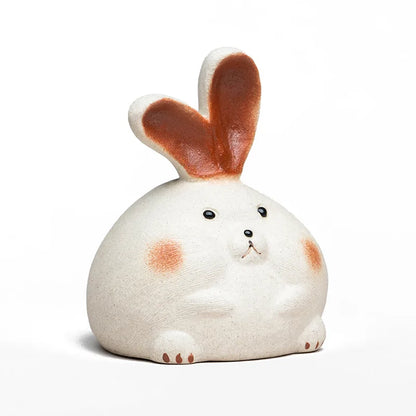 Yixing Purple Clay Tea Pet Cute Zodiac Rabbit Ornaments Tea Figurine Handmade Sculpture Crafts Chinese Zisha Tea Set Decoration