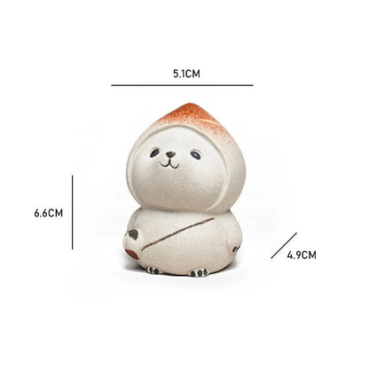 Yixing Purple Clay Tea Pet Lid Holder Creativity Panda Statue Peach Model Ornaments Figurine Crafts Chinese Lucky Tea Set Gifts