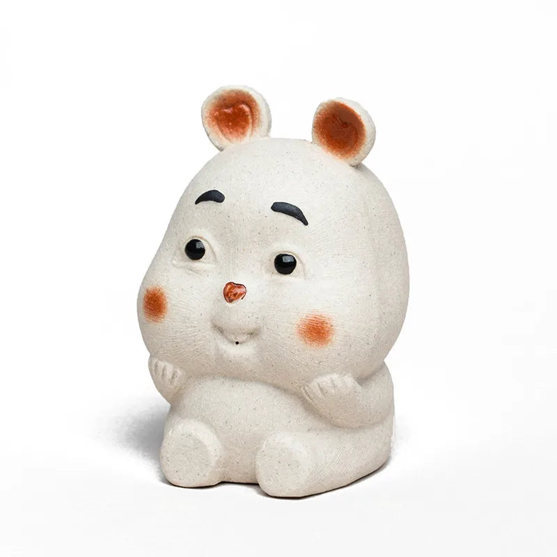 Yixing Purple Clay Tea Pet Lovely Zodiac Rabbit Statue Ornaments Tea Figurine Desktop Crafts Chinese Zisha Tea Set Decoration