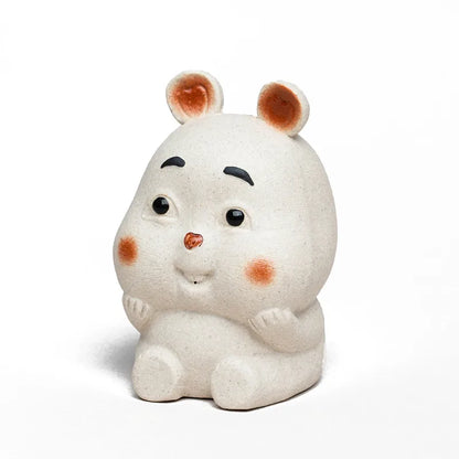 Yixing Purple Clay Tea Pet Lovely Zodiac Rabbit Statue Ornaments Tea Figurine Desktop Crafts Chinese Zisha Tea Set Decoration