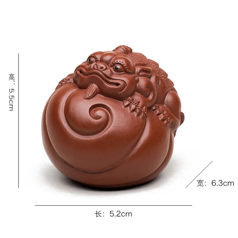Yixing Purple Clay Tea Pet Lucky Fortune Pixiu Small Ornaments Handmade Tea Table Decoration Ceramic Tea Set Accessories Gifts