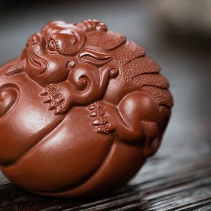 Yixing Purple Clay Tea Pet Lucky Fortune Pixiu Small Ornaments Handmade Tea Table Decoration Ceramic Tea Set Accessories Gifts
