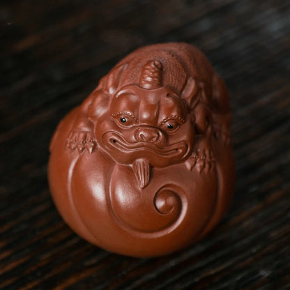 Yixing Purple Clay Tea Pet Lucky Fortune Pixiu Small Ornaments Handmade Tea Table Decoration Ceramic Tea Set Accessories Gifts