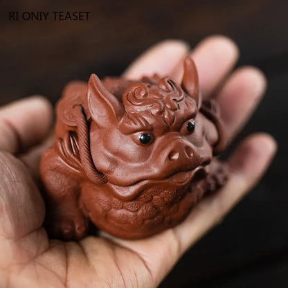 Yixing Purple Clay Tea Pet Lucky Golden Toad Ornaments Handmade Sculpture Dahongpao Crafts Chinese Zisha Tea Set Decoration