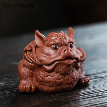 Yixing Purple Clay Tea Pet Lucky Golden Toad Ornaments Handmade Sculpture Dahongpao Crafts Chinese Zisha Tea Set Decoration