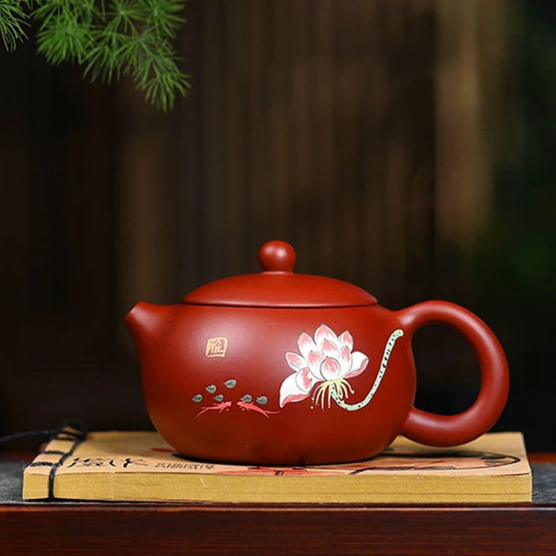 Yixing Purple Clay Teapot 280ml Handcrafted Lotus Small Capacity Traditional Chinese Kettle Puer Oolong Tea Set