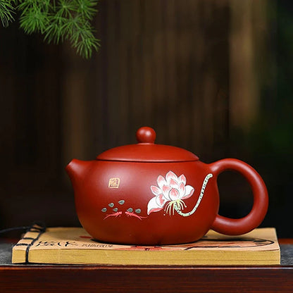 Yixing Purple Clay Teapot 280ml Handcrafted Lotus Small Capacity Traditional Chinese Kettle Puer Oolong Tea Set