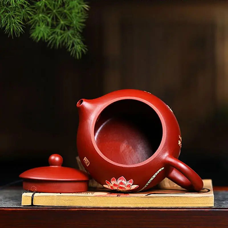 Yixing Purple Clay Teapot 280ml Handcrafted Lotus Small Capacity Traditional Chinese Kettle Puer Oolong Tea Set