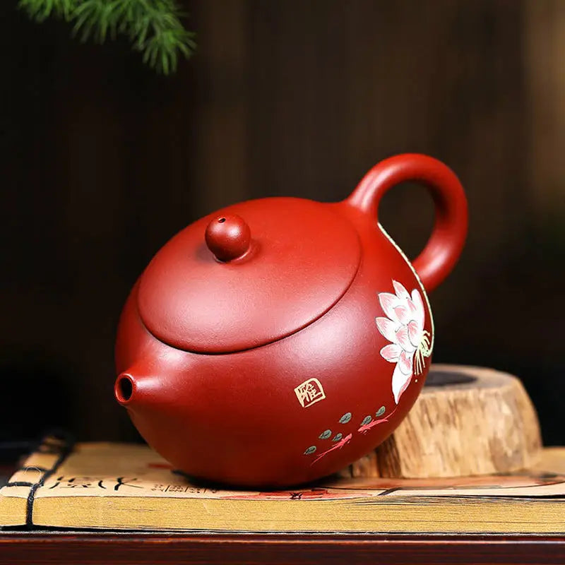 Yixing Purple Clay Teapot 280ml Handcrafted Lotus Small Capacity Traditional Chinese Kettle Puer Oolong Tea Set