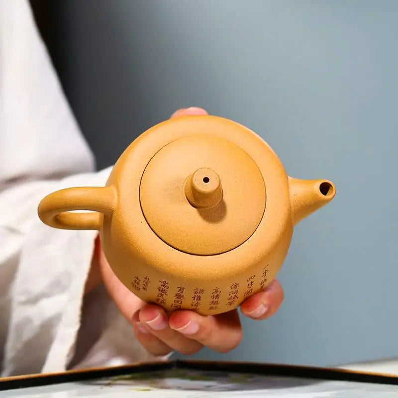 Yixing Purple Clay Teapot Handmade Ball Hole Filter Xishi Tea Pot Raw Ore Dahongpao Kettle Zisha Tea Set Gifts