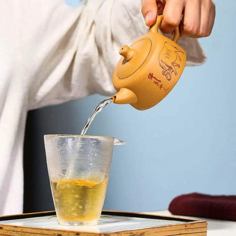 Yixing Purple Clay Teapot Handmade Ball Hole Filter Xishi Tea Pot Raw Ore Dahongpao Kettle Zisha Tea Set Gifts