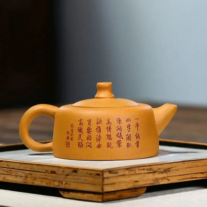 Yixing Purple Clay Teapot Handmade Ball Hole Filter Xishi Tea Pot Raw Ore Dahongpao Kettle Zisha Tea Set Gifts
