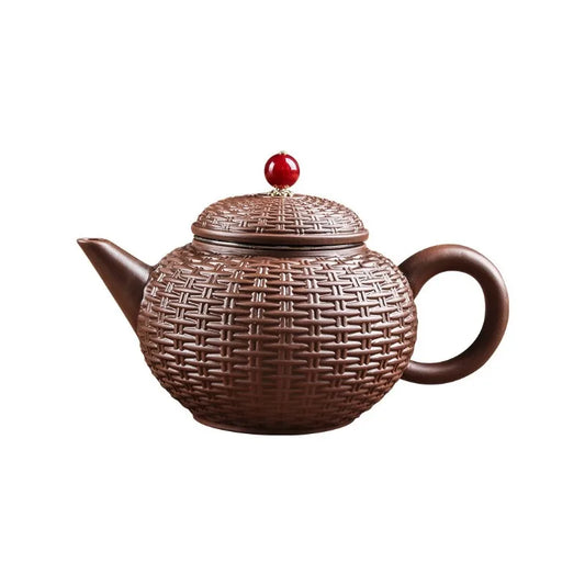 Yixing Purple Clay Teapot Handmade Bamboo Xishi Teapot Filter Large Teapot Ceramic Tea Set Single Household Teapot Set