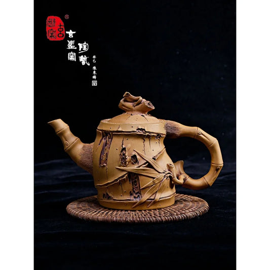 Yixing Purple Clay Teapot Handmade Imitation Bamboo Segment Teapot Household Black Tea Tea Set Set Authentic Segment Mud Kung Fu