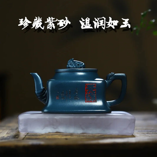 Yixing Purple Clay Teapot Handmade Teapot Health Kung Fu Tea Set Tea Fancier Collection Day Blue Mash