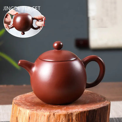 Yixing Purple Clay Teapot Handmade Zhu Mud Dragon Egg Kettle Chinese Beauty Tea Infuser Raw Ore Zisha Tea Pot Home Drinkware