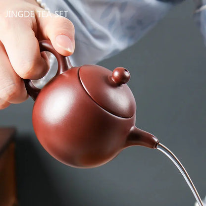 Yixing Purple Clay Teapot Handmade Zhu Mud Dragon Egg Kettle Chinese Beauty Tea Infuser Raw Ore Zisha Tea Pot Home Drinkware