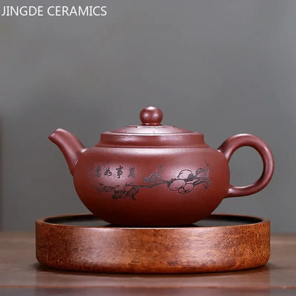 Yixing Purple Clay Teapot Handmade Zhu Mud Filter Kettle Chinese Beauty Tea Infuser Raw Ore Zisha Tea Pot Home Drinkware 350ml