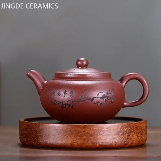 Yixing Purple Clay Teapot Handmade Zhu Mud Filter Kettle Chinese Beauty Tea Infuser Raw Ore Zisha Tea Pot Home Drinkware 350ml