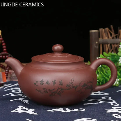 Yixing Purple Clay Teapot Handmade Zhu Mud Filter Kettle Chinese Beauty Tea Infuser Raw Ore Zisha Tea Pot Home Drinkware 350ml