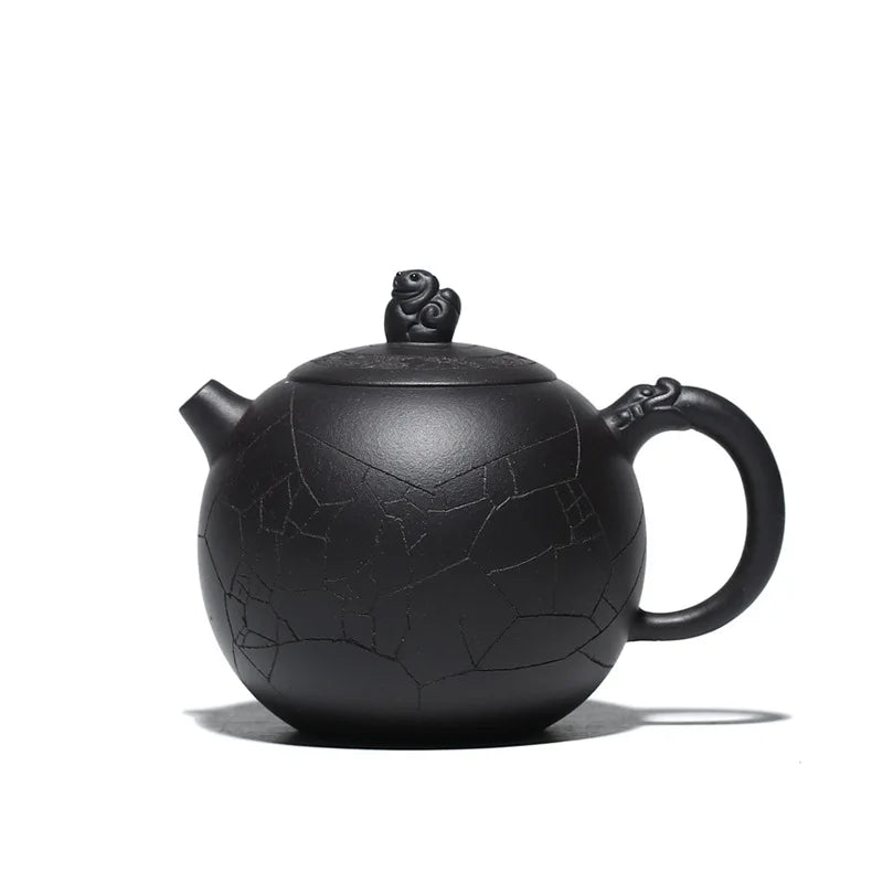 Yixing Purple Clay Teapot Ice Pattern Teapot Small Teapot Rain Medium Sand Wholesale Raw Ore Black Clay Tea Set One Piece Dropsh