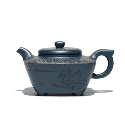 Yixing Purple Clay Teapot Landscape the Bucket Raw Ore Green Clay Teapot Sketch Pot Kung Fu Tea Set Wholesale Agent