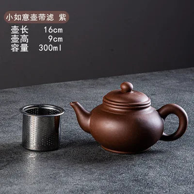 Yixing-Purple Clay Teapot, Large Capacity, Stainless Steel Filter, Single Pot, Ceramic Tea Maker, Household Kungfu Tea Set