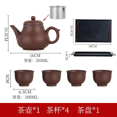 Yixing-Purple Clay Teapot, Large Capacity, Stainless Steel Filter, Single Pot, Ceramic Tea Maker, Household Kungfu Tea Set