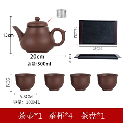 Yixing-Purple Clay Teapot, Large Capacity, Stainless Steel Filter, Single Pot, Ceramic Tea Maker, Household Kungfu Tea Set