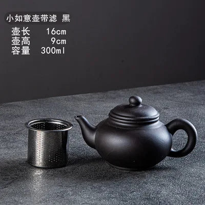 Yixing-Purple Clay Teapot, Large Capacity, Stainless Steel Filter, Single Pot, Ceramic Tea Maker, Household Kungfu Tea Set