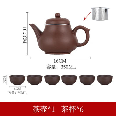 Yixing-Purple Clay Teapot, Large Capacity, Stainless Steel Filter, Single Pot, Ceramic Tea Maker, Household Kungfu Tea Set
