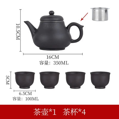 Yixing-Purple Clay Teapot, Large Capacity, Stainless Steel Filter, Single Pot, Ceramic Tea Maker, Household Kungfu Tea Set