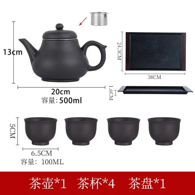 Yixing-Purple Clay Teapot, Large Capacity, Stainless Steel Filter, Single Pot, Ceramic Tea Maker, Household Kungfu Tea Set