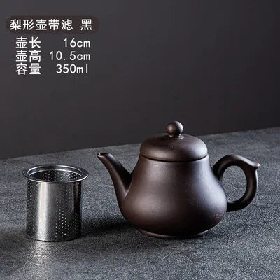 Yixing-Purple Clay Teapot, Large Capacity, Stainless Steel Filter, Single Pot, Ceramic Tea Maker, Household Kungfu Tea Set