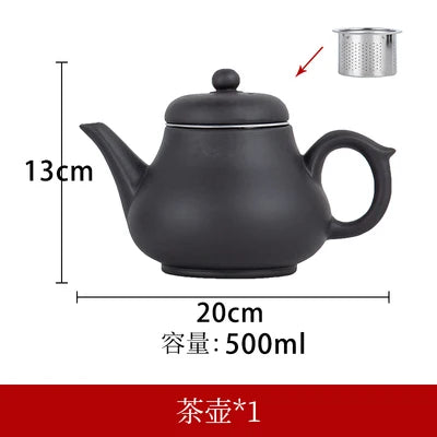 Yixing-Purple Clay Teapot, Large Capacity, Stainless Steel Filter, Single Pot, Ceramic Tea Maker, Household Kungfu Tea Set