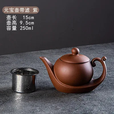 Yixing-Purple Clay Teapot, Large Capacity, Stainless Steel Filter, Single Pot, Ceramic Tea Maker, Household Kungfu Tea Set