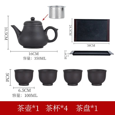 Yixing-Purple Clay Teapot, Large Capacity, Stainless Steel Filter, Single Pot, Ceramic Tea Maker, Household Kungfu Tea Set