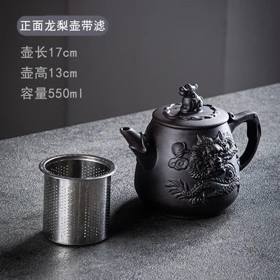 Yixing-Purple Clay Teapot, Large Capacity, Stainless Steel Filter, Single Pot, Ceramic Tea Maker, Household Kungfu Tea Set