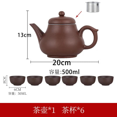 Yixing-Purple Clay Teapot, Large Capacity, Stainless Steel Filter, Single Pot, Ceramic Tea Maker, Household Kungfu Tea Set