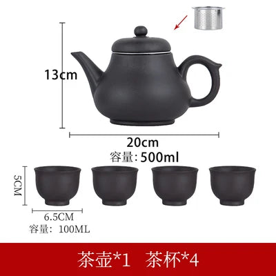 Yixing-Purple Clay Teapot, Large Capacity, Stainless Steel Filter, Single Pot, Ceramic Tea Maker, Household Kungfu Tea Set