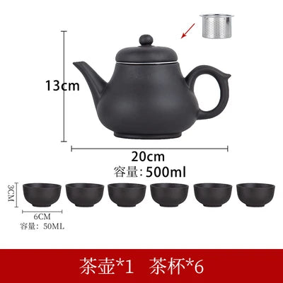 Yixing-Purple Clay Teapot, Large Capacity, Stainless Steel Filter, Single Pot, Ceramic Tea Maker, Household Kungfu Tea Set