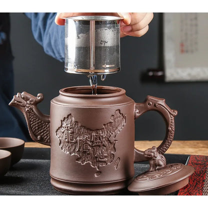 Yixing Purple Clay Teapot Large Capacity Teapot Single Pot with Built-in Stainless Steel Filter Teapot Household Kungfu Tea Set