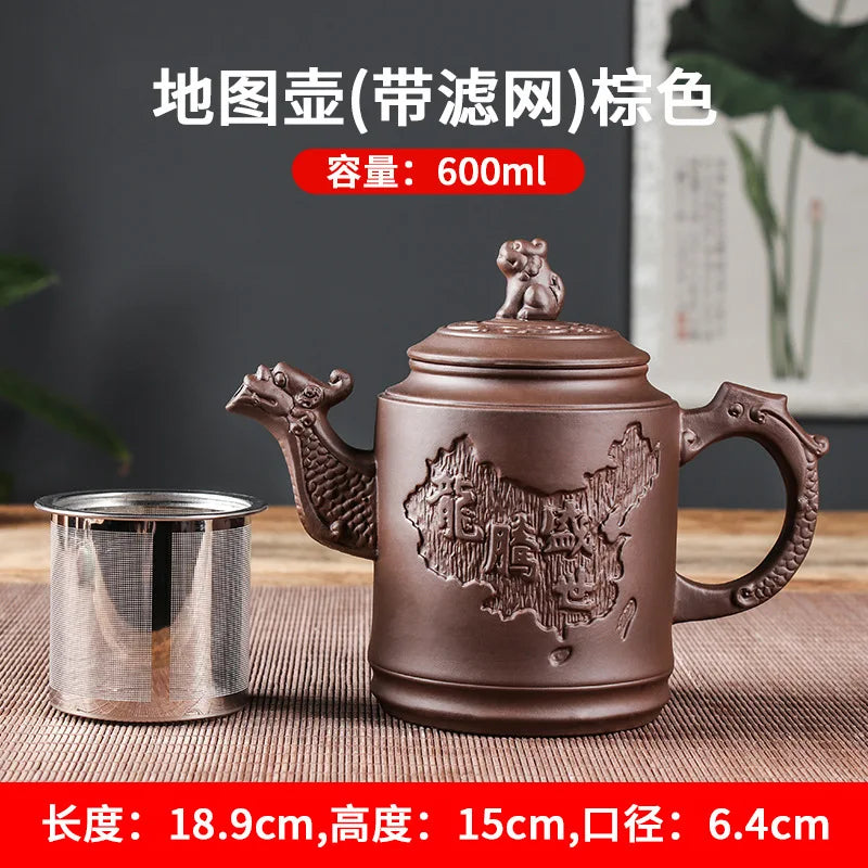 Yixing Purple Clay Teapot Large Capacity Teapot Single Pot with Built-in Stainless Steel Filter Teapot Household Kungfu Tea Set
