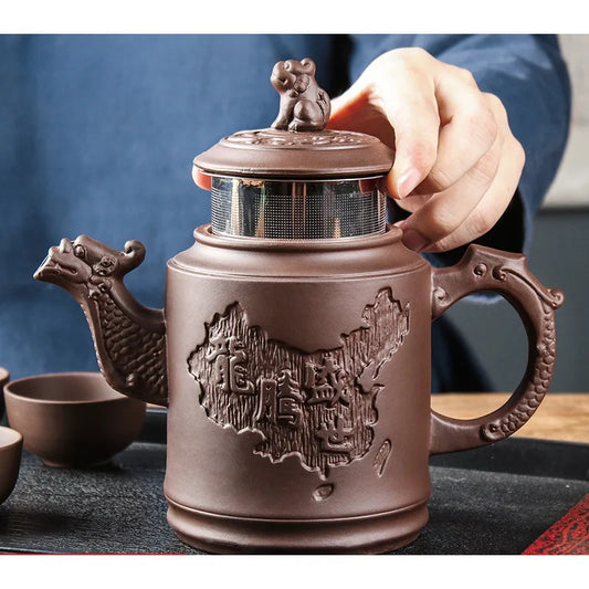 Yixing Purple Clay Teapot Large Capacity Teapot Single Pot with Built-in Stainless Steel Filter Teapot Household Kungfu Tea Set