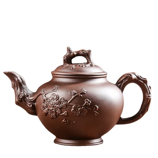Yixing Purple Clay Teapot Large Capacity Vermilion Clay Plum Blossom Pot Large Filter Teapot and Teacup Set Kungfu Tea Set