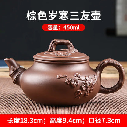 Yixing Purple Clay Teapot Large Capacity Vermilion Clay Plum Blossom Pot Large Filter Teapot and Teacup Set Kungfu Tea Set