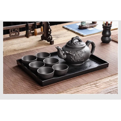 Yixing Purple Clay Teapot Large Capacity Vermilion Clay Plum Blossom Pot Large Filter Teapot and Teacup Set Kungfu Tea Set