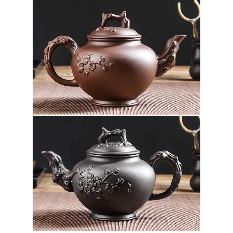 Yixing Purple Clay Teapot Large Capacity Vermilion Clay Plum Blossom Pot Large Filter Teapot and Teacup Set Kungfu Tea Set