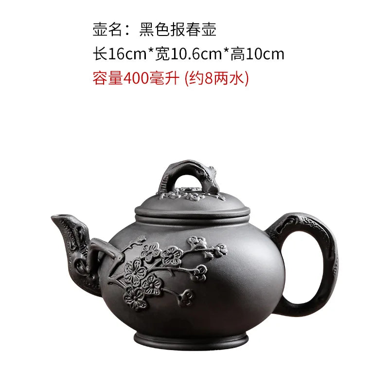 Yixing Purple Clay Teapot Large Capacity Vermilion Clay Plum Blossom Pot Large Filter Teapot and Teacup Set Kungfu Tea Set